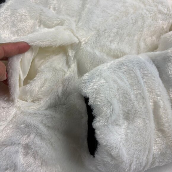 Women’s Reversible Hooded Winter Coat Puffer Jacket Black/White Faux Fur Size L - Picture 4 of 13